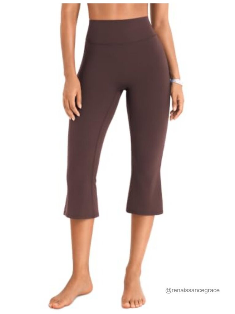 High Waist Capri Yoga Pants Flare Leg No Front Seam Scrunch